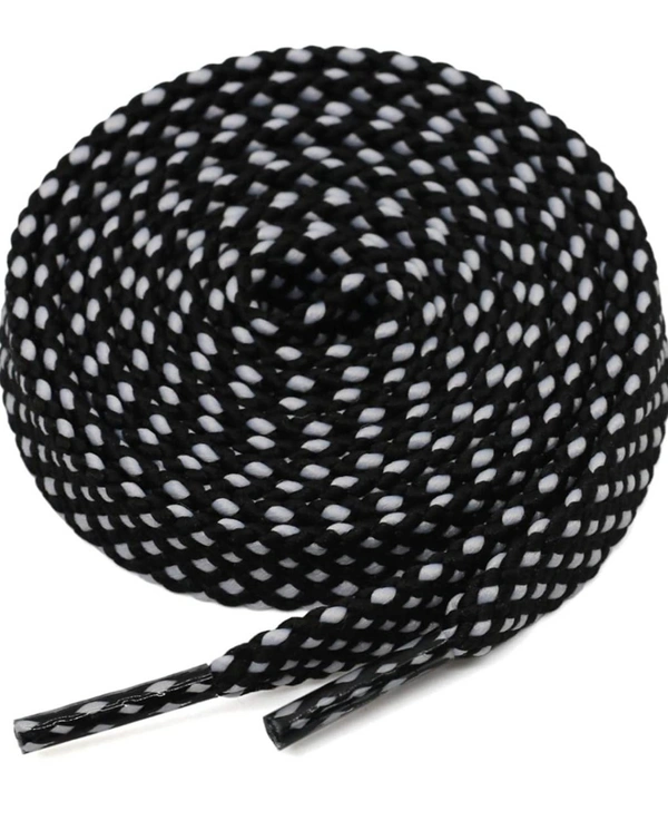 GRAH SANGRAH® (2 Pair) Flat Unisex Colorful Twill Shoelaces For GYM, Sport, Running Or Casual Shoelaces - 120 CM, Black