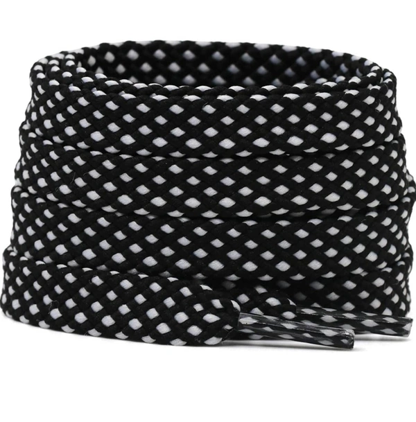 GRAH SANGRAH® (2 Pair) Flat Unisex Colorful Twill Shoelaces For GYM, Sport, Running Or Casual Shoelaces - 120 CM, Black