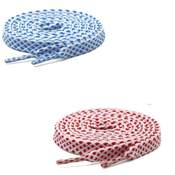 GRAH SANGRAH® 2 Pair (1 Pair Per Single Color) Flat Unisex Shoelaces For Casual, Running Sports Shoes Double Color Twill - 120 CM, Blue-Red