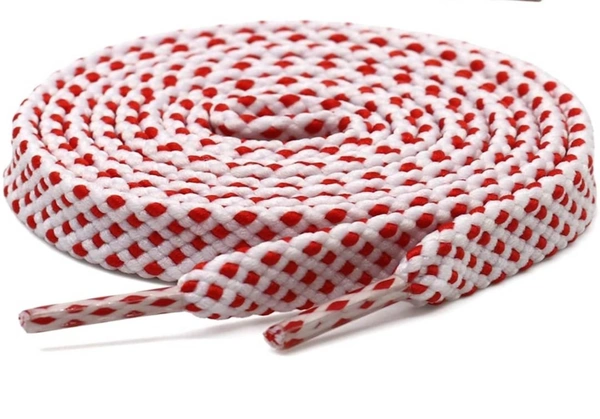 GRAH SANGRAH® 2 Pair (1 Pair Per Single Color) Flat Unisex Shoelaces For Casual, Running Sports Shoes Double Color Twill - 120 CM, White-Red