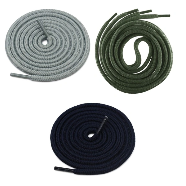 GRAH SANGRAH® 3 Pair (1 Pair Per Single Color) Unisex Shoes Laces For Sport, Running Casual Gym Shoelaces - 120 CM, Grey-Navy-Army Green