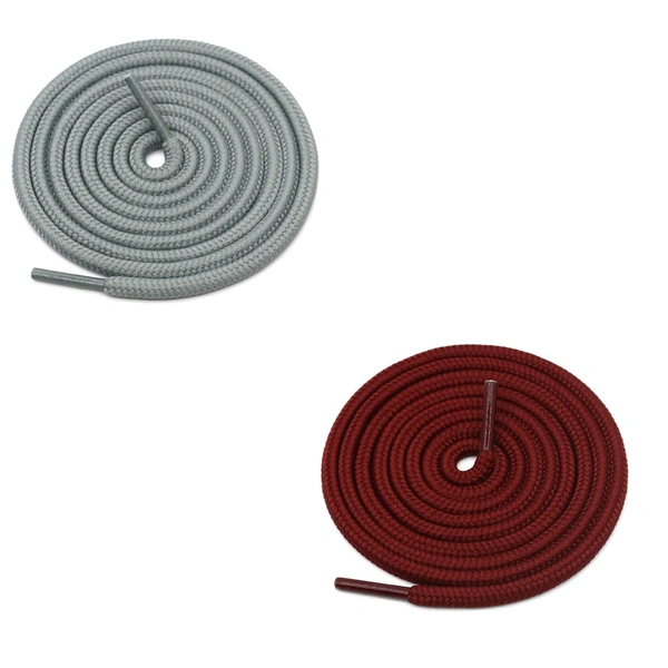 GRAH SANGRAH® 2 Pair (1 Pair Per Single Color) Unisex Shoes Laces For Sport, Running Casual Gym Shoelaces - 120 CM, Grey-Maroon