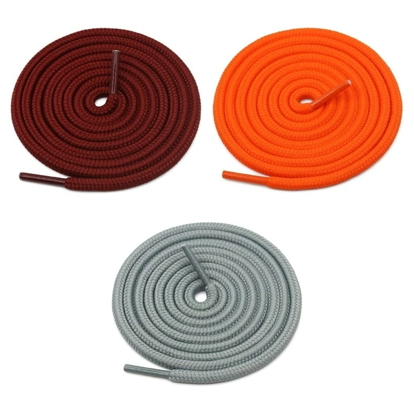 GRAH SANGRAH® 3 Pair (1 Pair Per Single Color) Unisex Shoes Laces For Sport, Running Casual Gym Shoelaces - 120 CM, Grey_ Maroon_ Orange
