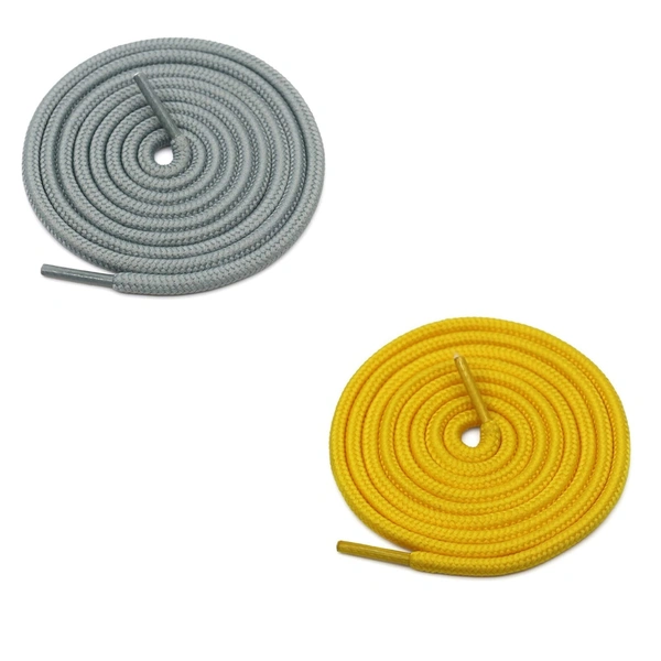 GRAH SANGRAH® 2 Pair (1 Pair Per Single Color) Unisex Shoes Laces For Sport, Running Casual Gym Shoelaces - 120 CM, Grey-Yellow