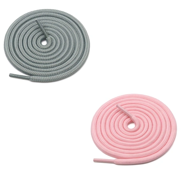 GRAH SANGRAH® 2 Pair (1 Pair Per Single Color) Unisex Shoes Laces For Sport, Running Casual Gym Shoelaces - 120 CM, Grey-Pink