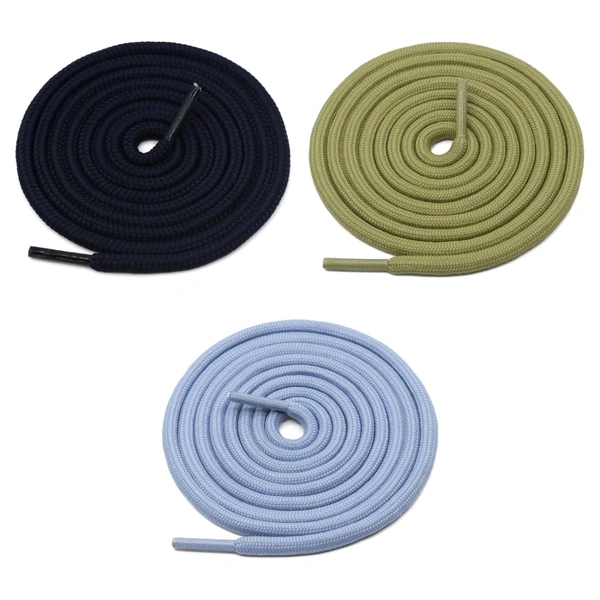 GRAH SANGRAH® 3 Pair (1 Pair Per Single Color) Unisex Shoes Laces For Sport, Running Casual Gym Shoelaces - 120 CM, Navy-Sky-Olive