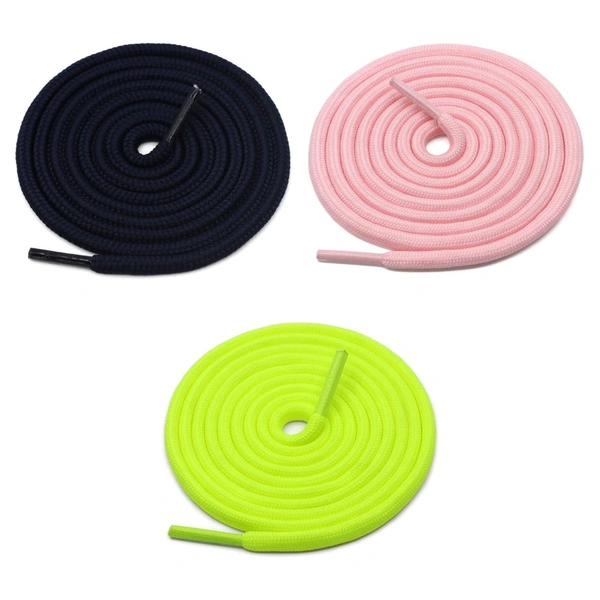 GRAH SANGRAH® 3 Pair (1 Pair Per Single Color) Unisex Shoes Laces For Sport, Running Casual Gym Shoelaces - 120 CM, Navy-Pink-Fluorescent