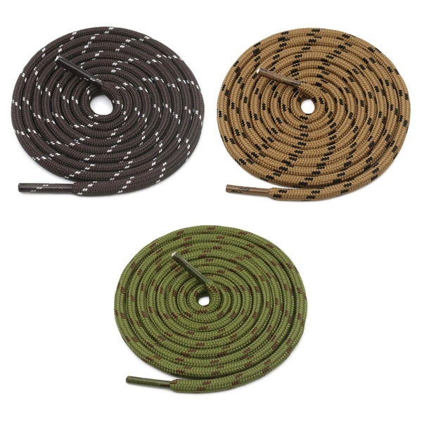GRAH SANGRAH® (3 Pair) (1 Pair Per Single Color) Shoes Laces Athletic Shoelaces For Sport/Running Shoes Shoe Strings - 120 CM, Coffee/Brown/Army Green