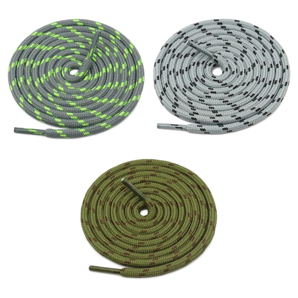 GRAH SANGRAH® (3 Pair) (1 Pair Per Single Color) Shoes Laces Athletic Shoelaces For Sport/Running Shoes Shoe Strings - 120 CM, Grey Green/Grey Black/ Army Green