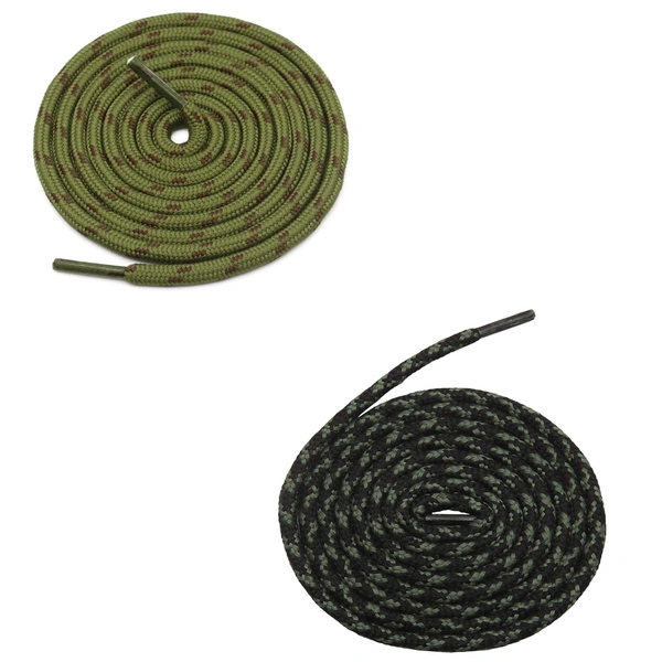 GRAH SANGRAH® (2 Pair) (1 Pair Per Single Color) Shoes Laces Athletic Shoelaces For Sport/Running Shoes Shoe Strings - 120 CM, Army Green-Green-Black