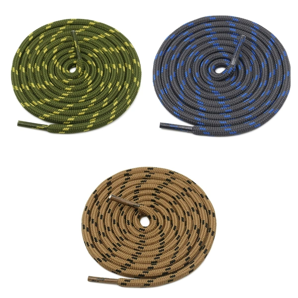 GRAH SANGRAH® (3 Pair) (1 Pair Per Single Color) Shoes Laces Athletic Shoelaces For Sport/Running Shoes Shoe Strings - 120 CM, Black Fluorescent_ Grey Blue_ Brown Black