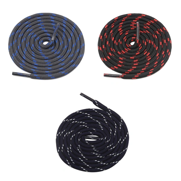GRAH SANGRAH® (3 Pair) (1 Pair Per Single Color) Shoes Laces Athletic Shoelaces For Sport/Running Shoes Shoe Strings - 120 CM, Grey Blue _ Black Red_ Navy