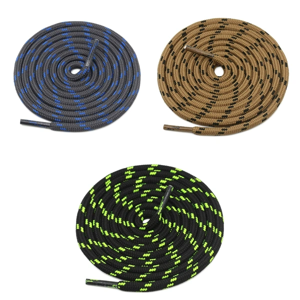 GRAH SANGRAH® (3 Pair) (1 Pair Per Single Color) Shoes Laces Athletic Shoelaces For Sport/Running Shoes Shoe Strings - 120 CM, Grey Blue / Brown Black / Fluorescent Black