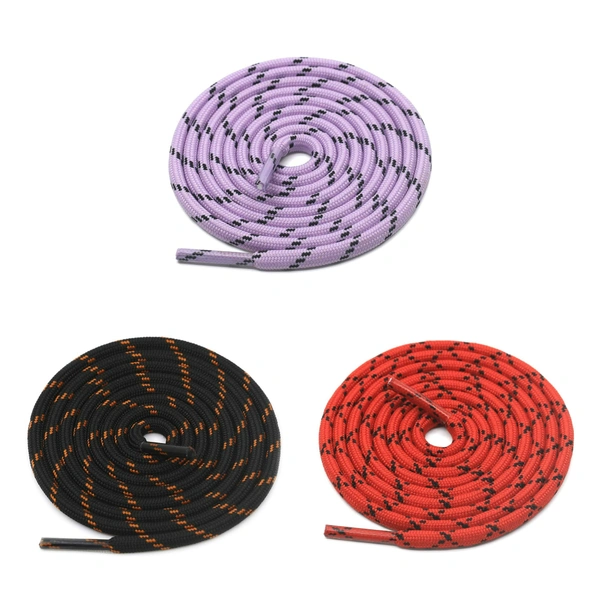 GRAH SANGRAH® (3 Pair) (1 Pair Per Single Color) Shoes Laces Athletic Shoelaces For Sport/Running Shoes Shoe Strings - 120 CM, Red Black_ Purple Black_ Black Orange