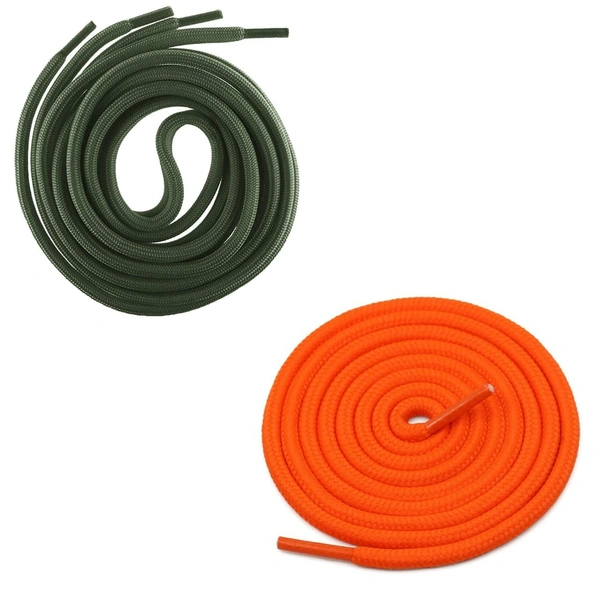 GRAH SANGRAH® 2 Pair (1 Pair Per Single Color) Unisex Shoes Laces For Sport, Running Casual Gym Shoelaces - 120 CM, Army Green _ Orange