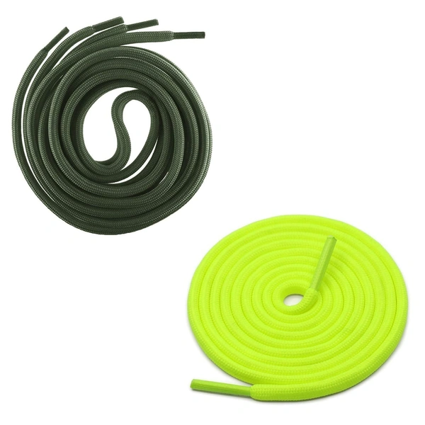 GRAH SANGRAH® 2 Pair (1 Pair Per Single Color) Unisex Shoes Laces For Sport, Running Casual Gym Shoelaces - 120 CM, Army Green_ Fluorescent