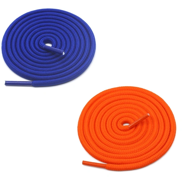 GRAH SANGRAH® 2 Pair (1 Pair Per Single Color) Unisex Shoes Laces For Sport, Running Casual Gym Shoelaces - 120 CM, Blue-Orange
