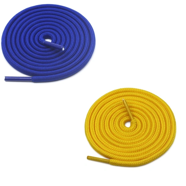 GRAH SANGRAH® 2 Pair (1 Pair Per Single Color) Unisex Shoes Laces For Sport, Running Casual Gym Shoelaces - 120 CM, Blue-Yellow