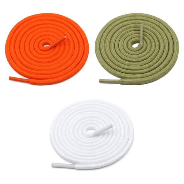 GRAH SANGRAH® 3 Pair (1 Pair Per Single Color) Unisex Shoes Laces For Sport, Running Casual Gym Shoelaces - 120 CM, Orange-Olive-White