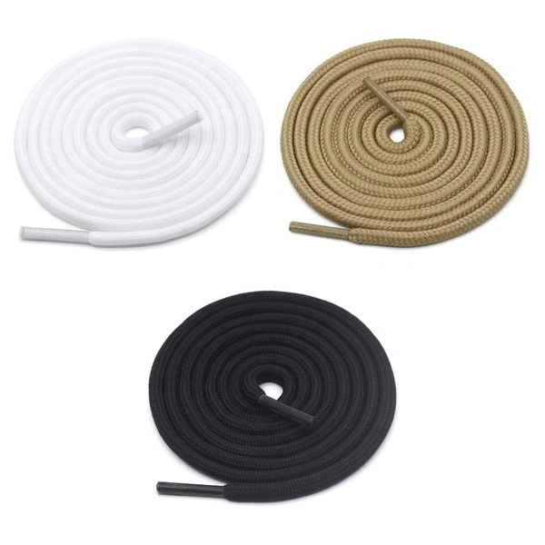 GRAH SANGRAH® 3 Pair (1 Pair Per Single Color) Unisex Shoes Laces For Sport, Running Casual Gym Shoelaces - 120 CM, White_ Cream_ Black