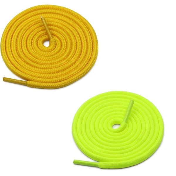 GRAH SANGRAH® 2 Pair (1 Pair Per Single Color) Unisex Shoes Laces For Sport, Running Casual Gym Shoelaces - 120 CM, Yellow-Fluorescent