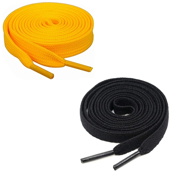 GRAH SANGRAH® (2 Pair) Flat Shoe Lace For Running, Sport Or Gym Shoelace - 150 CM, Yellow_ Black