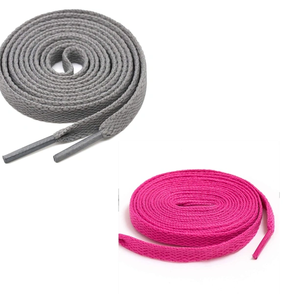 GRAH SANGRAH® (2 Pair) Flat Shoe Lace For Running, Sport Or Gym Shoelace - 120 CM, Grey Hot Pink