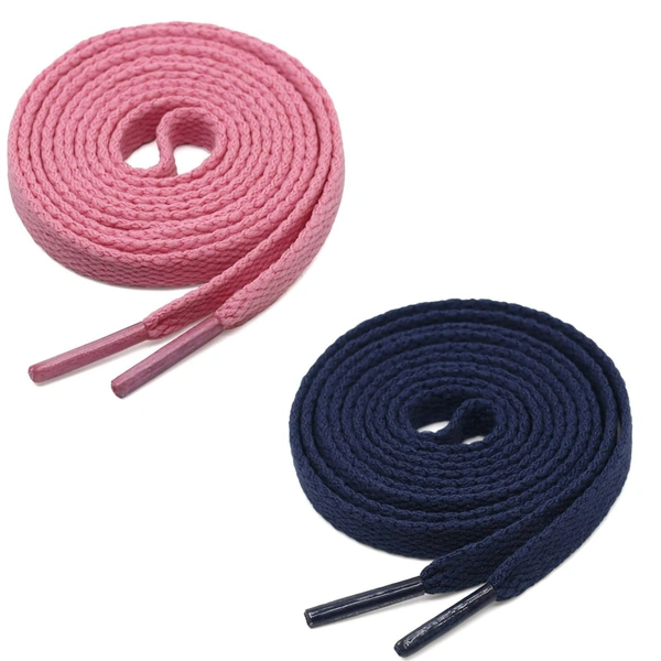 GRAH SANGRAH® (2 Pair) Flat Shoe Lace For Running, Sport Or Gym Shoelace - 150 CM, Pink_ Navy