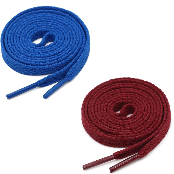 GRAH SANGRAH® (2 Pair) Flat Shoe Lace For Running, Sport Or Gym Shoelace - 120 CM, Blue-Maroon