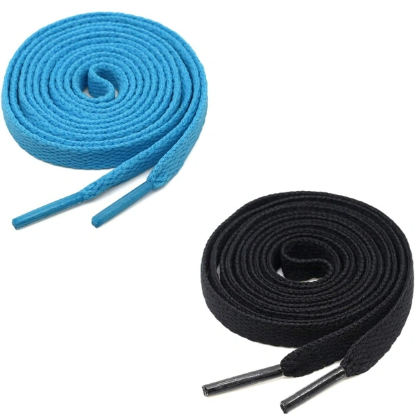 GRAH SANGRAH® (2 Pair) Flat Shoe Lace For Running, Sport Or Gym Shoelace - 150 CM, Sky_ Black
