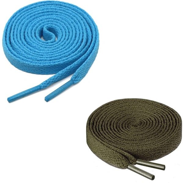 GRAH SANGRAH® (2 Pair) Flat Shoe Lace For Running, Sport Or Gym Shoelace - 120 CM, Sky-Army Green