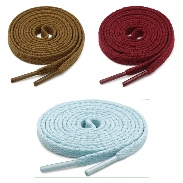 GRAH SANGRAH® 3 Pair (1 Pair Per Single Color) Flat Shoe Lace For Running, Sport Or Gym Shoelace - 120 CM, Maroon / Light Brown / Moonlight