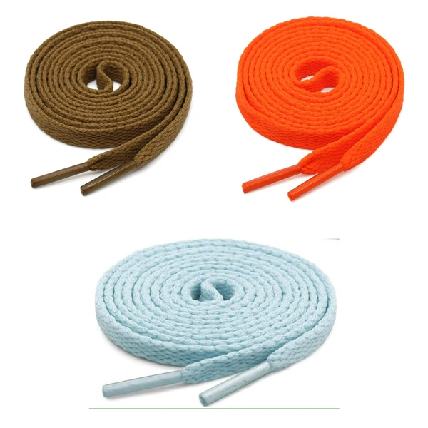 GRAH SANGRAH® 3 Pair (1 Pair Per Single Color) Flat Shoe Lace For Running, Sport Or Gym Shoelace - 120 CM, Light Brown_ Orange_ Moon Light