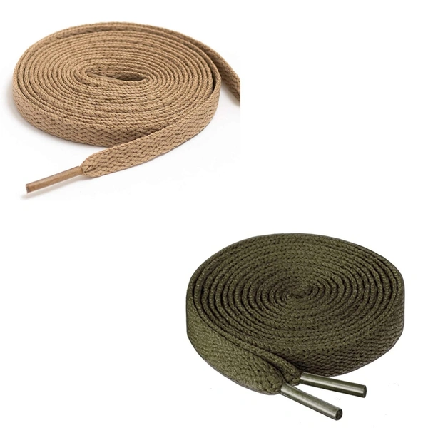 GRAH SANGRAH® (2 Pair) Flat Shoe Lace For Running, Sport Or Gym Shoelace - 150 CM, Cream-Army Green