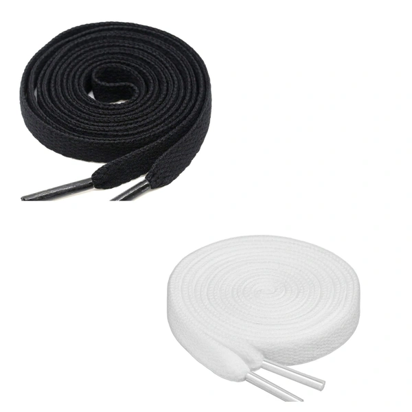 GRAH SANGRAH® (2 Pair) Flat Shoe Lace For Running, Sport Or Gym Shoelace - 120 CM, Black_ White
