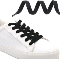 GRAH SANGRAH® (2 Pair Flat Shoelaces For Athletic Running Sneakers Shoes Boot Strings - 150 CM, Black