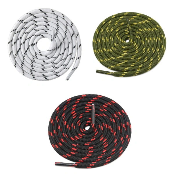 GRAH SANGRAH® (3 Pair) (1 Pair Per Single Color) Shoes Laces Athletic Shoelaces For Sport/Running Shoes Shoe Strings - 120 CM, White_Army Green_Black Red