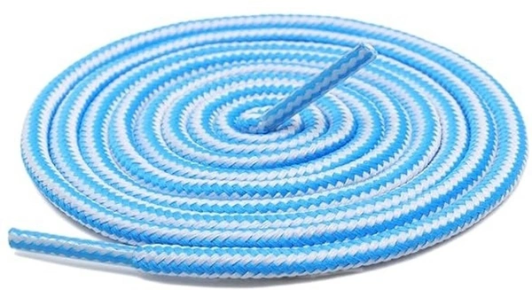 GRAH SANGRAH® (2 Pair Round Boot Laces Running, Sports, Gym, Casual Dual Coloured Striped Shoe Lace - 120 CM, Sky White / Yellow Brown