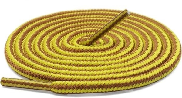 GRAH SANGRAH® (2 Pair Round Boot Laces Running, Sports, Gym, Casual Dual Coloured Striped Shoe Lace - 120 CM, Sky White / Yellow Brown