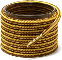 GRAH SANGRAH® (2 Pair Round Boot Laces Running, Sports, Gym, Casual Dual Coloured Striped Shoe Lace - 120 CM, Yellow Brown