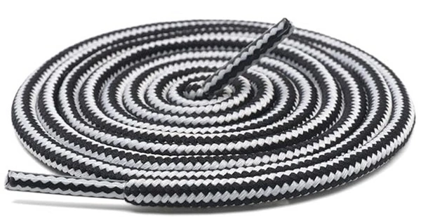 GRAH SANGRAH® (2 Pair Round Boot Laces Running, Sports, Gym, Casual Dual Coloured Striped Shoe Lace - 120 CM, White Black / Brown Black