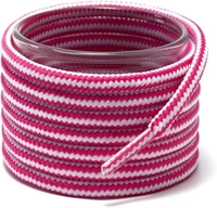 GRAH SANGRAH® (2 Pair Round Boot Laces Running, Sports, Gym, Casual Dual Coloured Striped Shoe Lace - 120 CM, Hot Pink White
