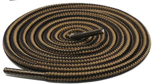 GRAH SANGRAH® (2 Pair Round Boot Laces Running, Sports, Gym, Casual Dual Coloured Striped Shoe Lace - 120 CM, White Black / Brown Black