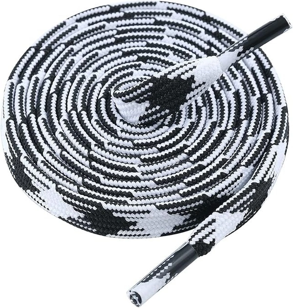 GRAH SANGRAH Flat Shoelace | 2 Pair (1 Pair Per Single Color) Unisex Shoelaces for Sport, Running Casual Shoes - 120 CM, Black Blue_ Black