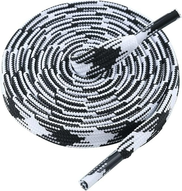 GRAH SANGRAH Flat Shoelace | 2 Pair (1 Pair Per Single Color) Unisex Shoelaces for Sport, Running Casual Shoes - 120 CM, White Blue_ Black