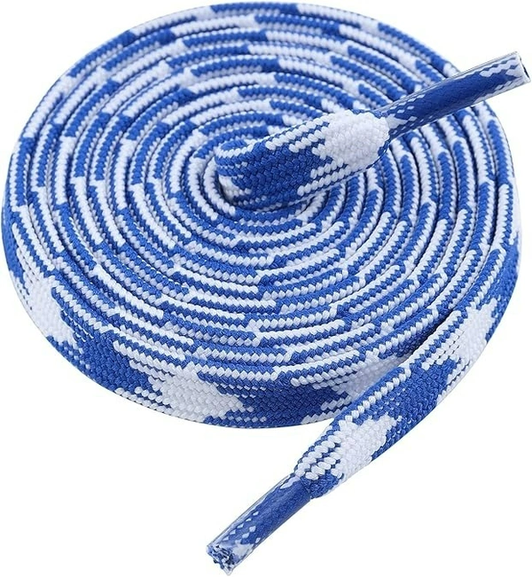 GRAH SANGRAH Flat Shoelace | 2 Pair (1 Pair Per Single Color) Unisex Shoelaces for Sport, Running Casual Shoes - 120 CM, White Blue_ Blue