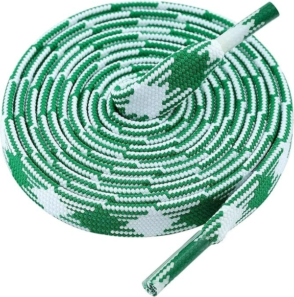 GRAH SANGRAH Flat Shoelace | 2 Pair (1 Pair Per Single Color) Unisex Shoelaces for Sport, Running Casual Shoes - 150 CM, Red White_ Green