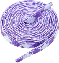 GRAH SANGRAH Flat Shoelace | 2 Pair (1 Pair Per Single Color) Unisex Shoelaces for Sport, Running Casual Shoes - 150 CM, Black White_ Purple