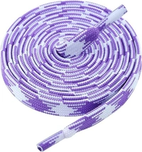 GRAH SANGRAH Flat Shoelace | 2 Pair (1 Pair Per Single Color) Unisex Shoelaces for Sport, Running Casual Shoes - 120 CM, White Black_ Purple