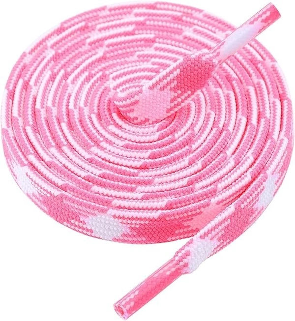 GRAH SANGRAH Flat Shoelace | 2 Pair (1 Pair Per Single Color) Unisex Shoelaces for Sport, Running Casual Shoes - 150 CM, Grey White_ Pink